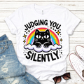 Judging You Silently Funny Cat Graphic Tee – Sarcastic Cat Lover Shirt