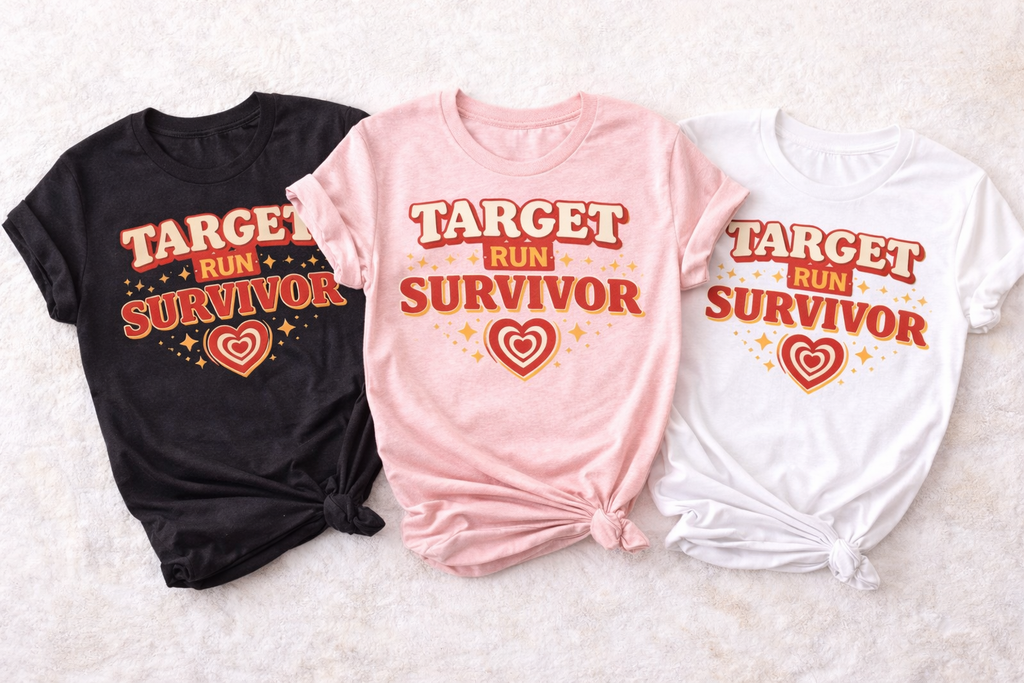 Target Run Survivor Shirt | Funny Target Lover Tee | Mom Humor Graphic T-Shirt | Cute Retro Shopping Shirt | Target Run Shirt
