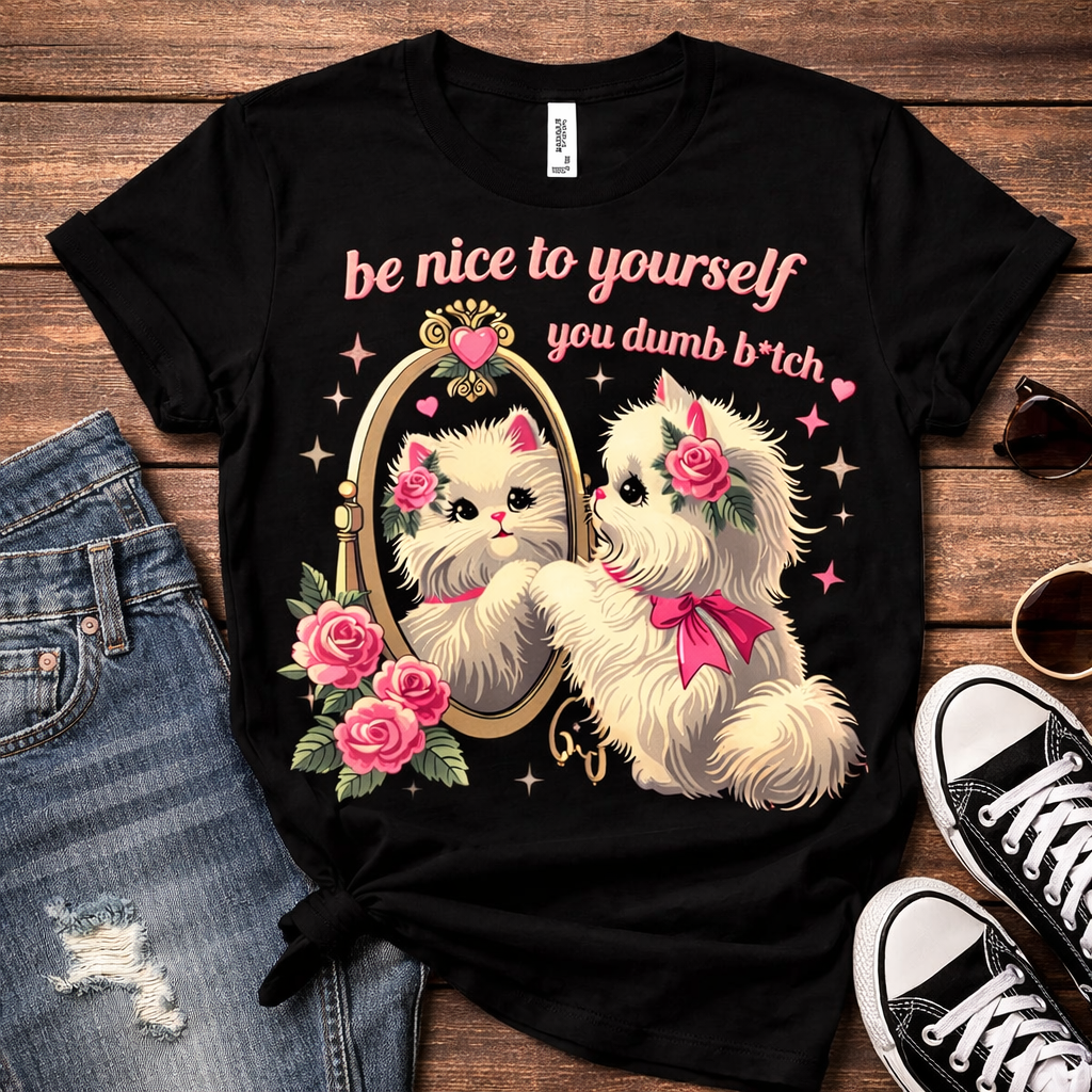 Be Nice to Yourself Funny Dog Graphic Tee – Cute Self Love Humor Shirt