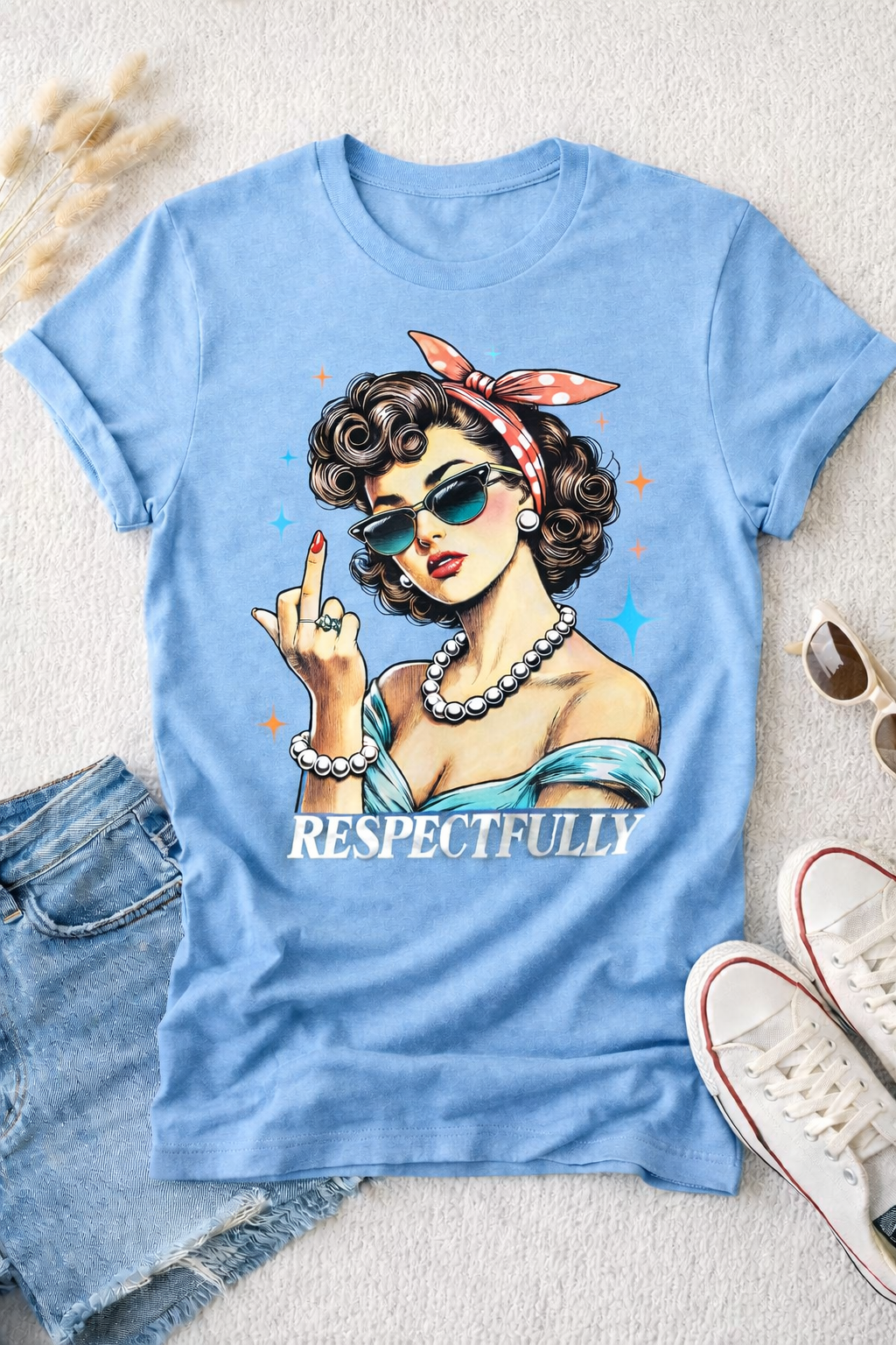 Respectfully Retro Sass Graphic Tee – Vintage Pin-Up Attitude Shirt