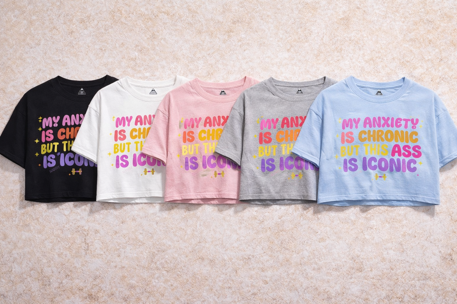 My Anxiety Is Chronic But This Ass Is Iconic Shirt – Funny Anxiety Tee – Sarcastic Graphic Shirt – Mental Health Humor Tee – Cute Colorful Statement Shirt