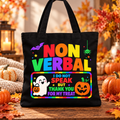 Nonverbal Halloween Tote – Colorful Block Letter Design