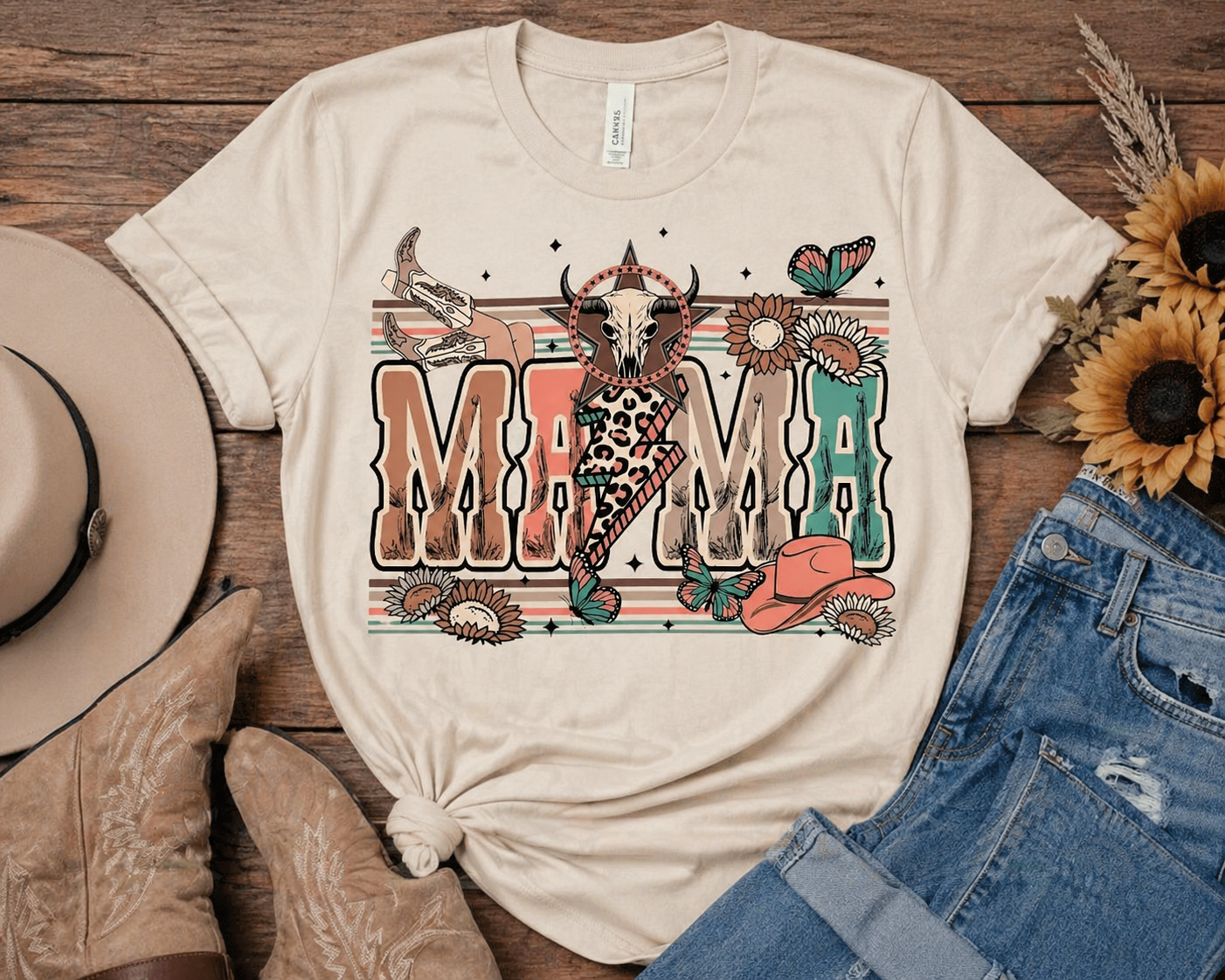 Western Mama Shirt | Cowgirl Mama Tee | Retro Mama Graphic Tee | Boho Western Mom Shirt | Trendy Mama Outfit | Gift for Mom