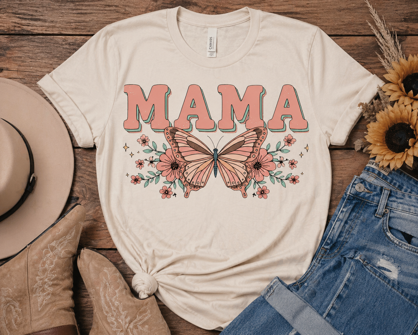 Mama Butterfly Shirt | Trendy Mama Tee | Cute Mom Graphic Tee | Floral Mama Shirt | Gift for Mom