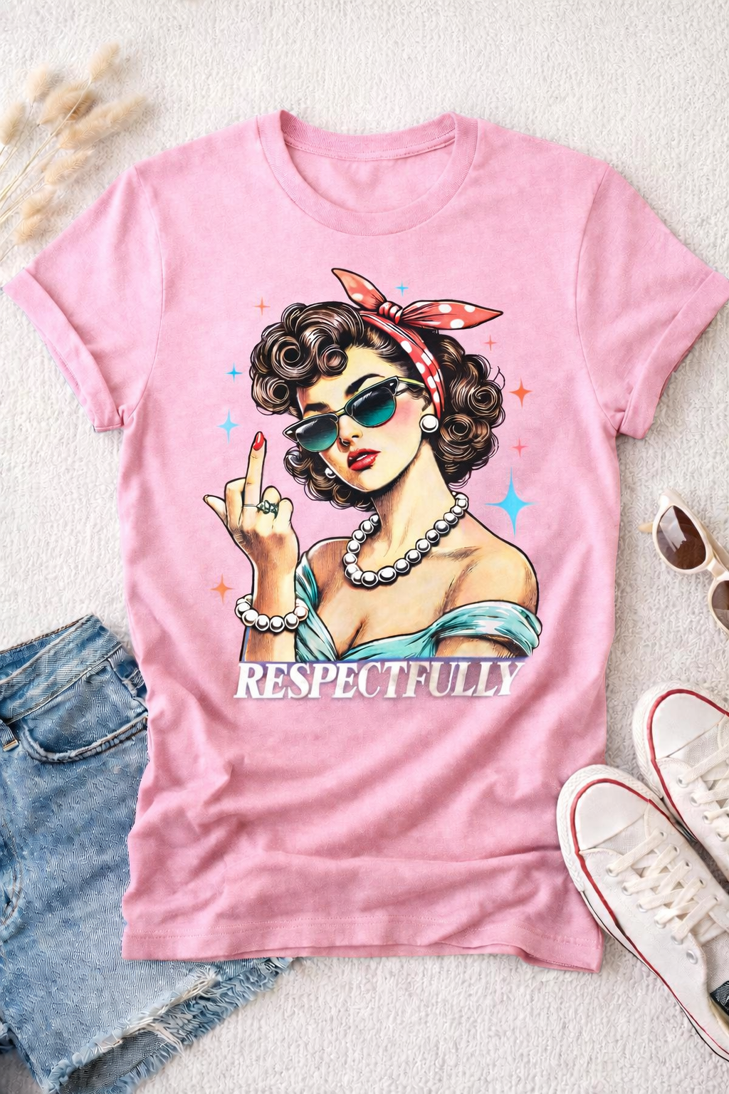 Respectfully Retro Sass Graphic Tee – Vintage Pin-Up Attitude Shirt