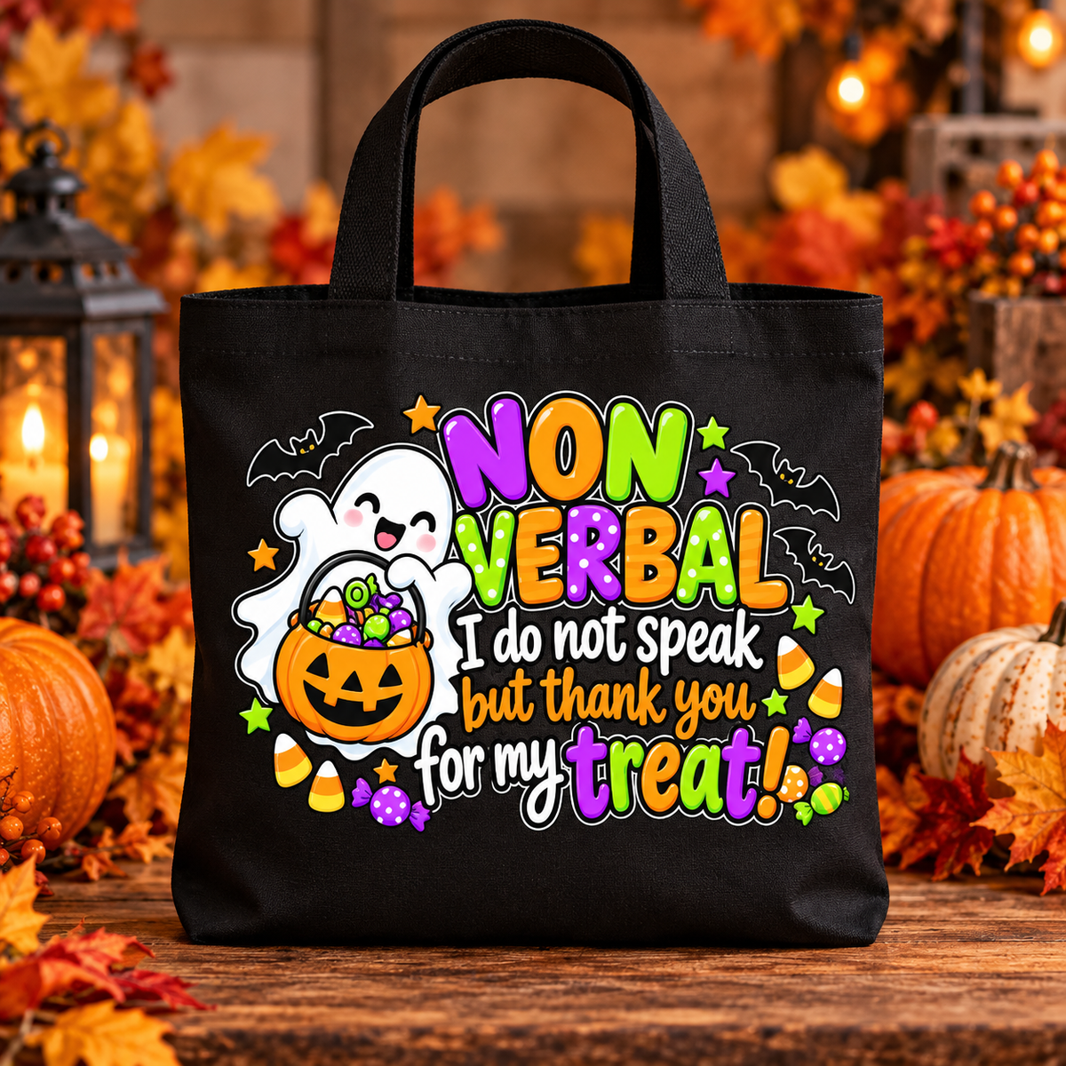 Nonverbal Trick-or-Treat Tote – Thank You for My Treat