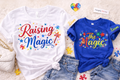 Autism Mama & Mini Matching Shirts 💙 | Raising Magic Family Set | Personalized Name Sleeve Shirts | Autism Awareness Matching Outfit