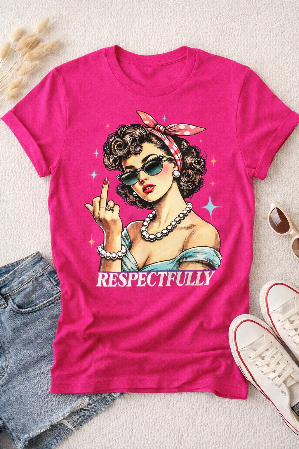 Respectfully Retro Sass Graphic Tee – Vintage Pin-Up Attitude Shirt