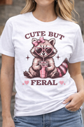 Cute But Feral Raccoon Graphic Tee – Funny Aesthetic Animal Shirt