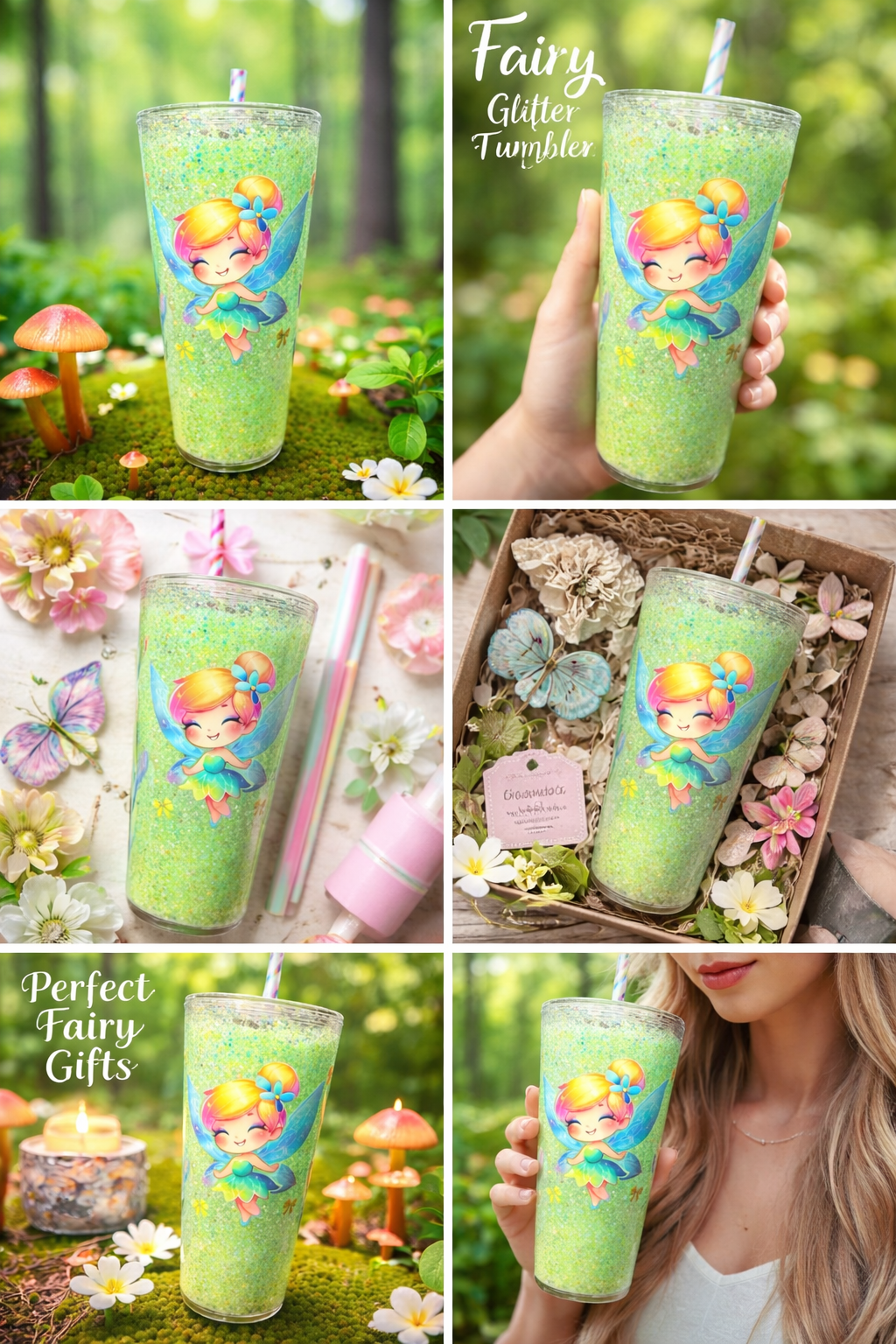 ✨ Enchanted Fairy Glitter Tumbler | Sparkly Green Fantasy Cup ✨