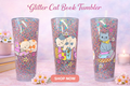 Purrfect Chapters Glitter Tumbler 🐱📚✨