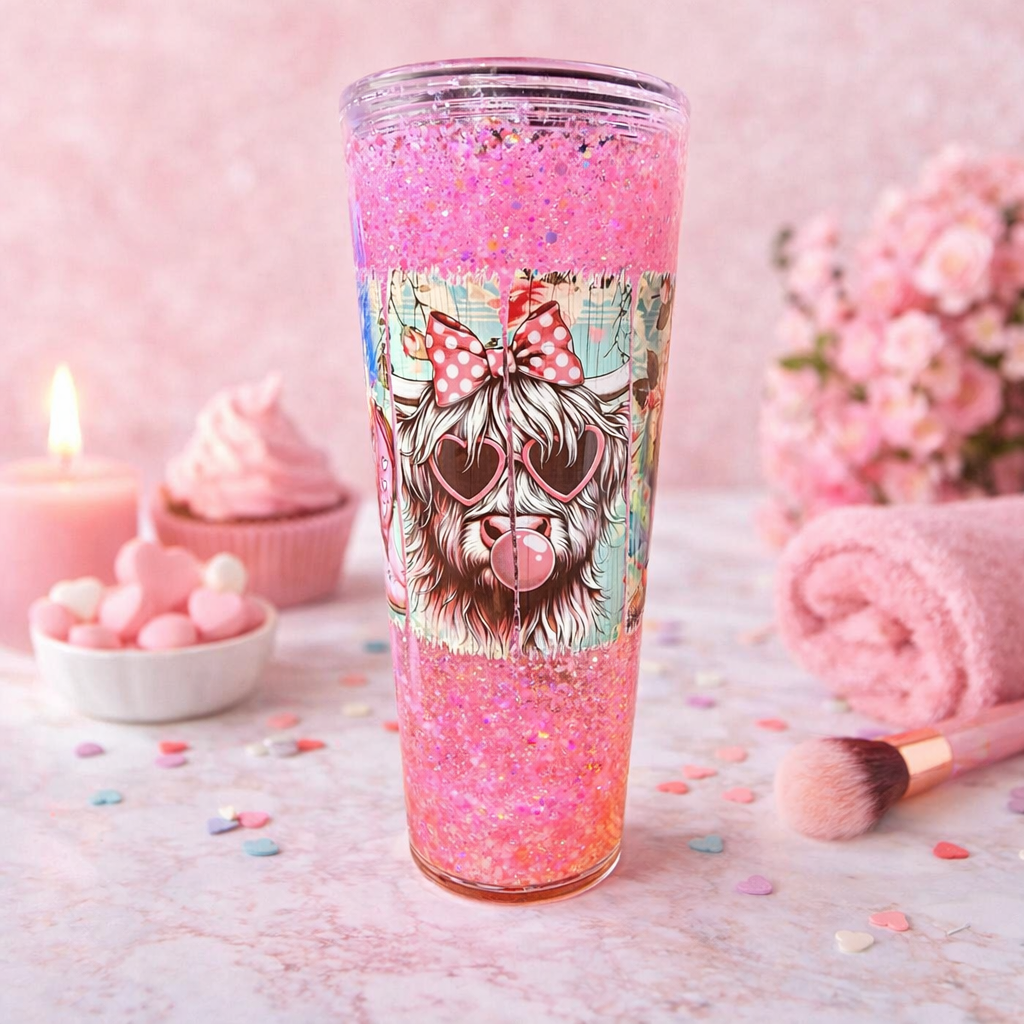🐄💖 NEW CUTIE ALERT – Pink Cow Glitter Tumbler 💖🐄