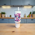 🐮 Pink Leopard Baby Cow 40oz Tumbler with Straw