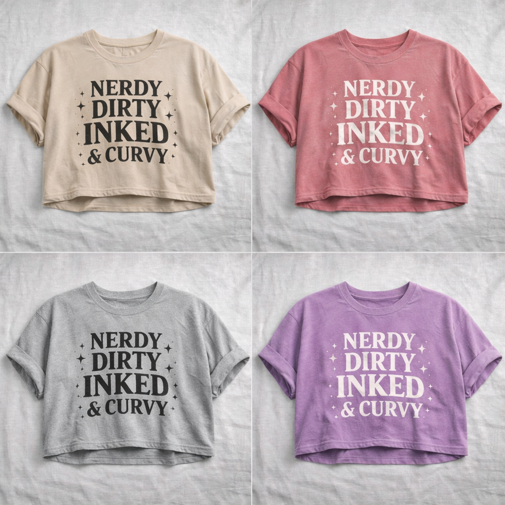 Nerdy Dirty Inked & Curvy Cropped Tee – Edgy Graphic Crop Top for Tattoo Lovers