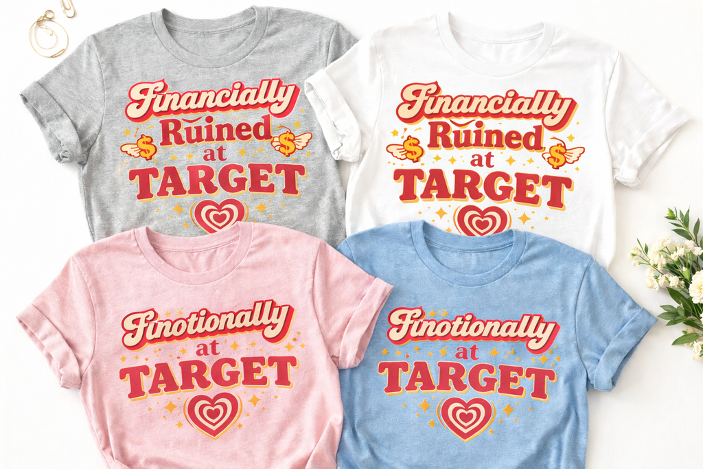 Financially Ruined at Target Shirt | Funny Target Lover Tee | Mom Humor Graphic T-Shirt | Cute Retro Shopping Shirt