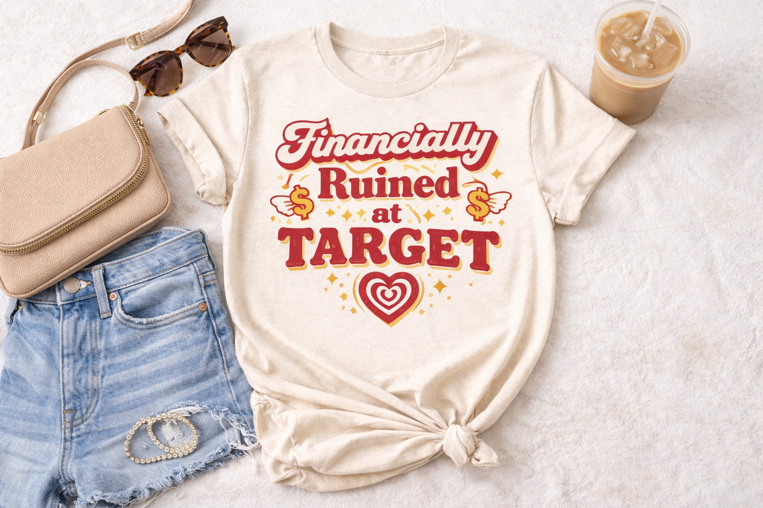 Financially Ruined at Target Shirt | Funny Target Lover Tee | Mom Humor Graphic T-Shirt | Cute Retro Shopping Shirt