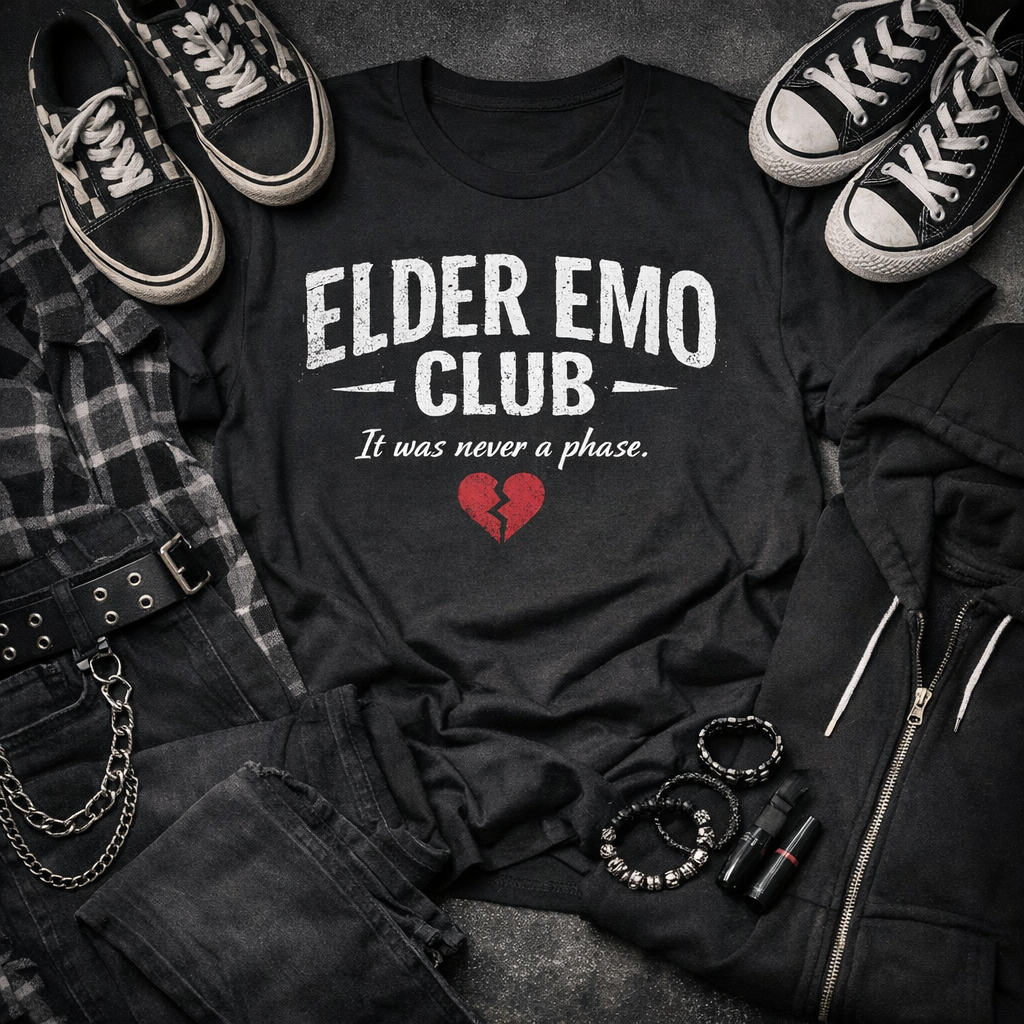 Elder Emo Club Shirt – It Was Never a Phase Tee | Vintage Emo Aesthetic Graphic T-Shirt