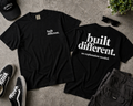 Built Different Shirt | Men’s Streetwear Tee | Front & Back Graphic Shirt | Confidence Statement Tee | Unisex Oversized Black Tee