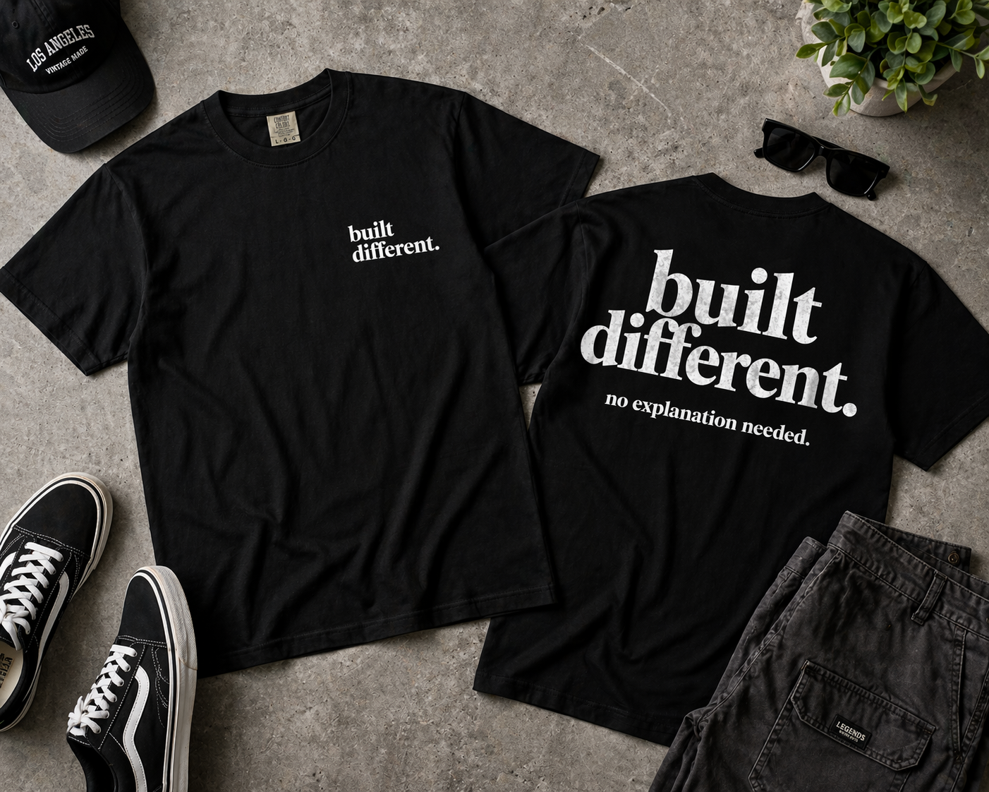 Built Different Shirt | Men’s Streetwear Tee | Front & Back Graphic Shirt | Confidence Statement Tee | Unisex Oversized Black Tee