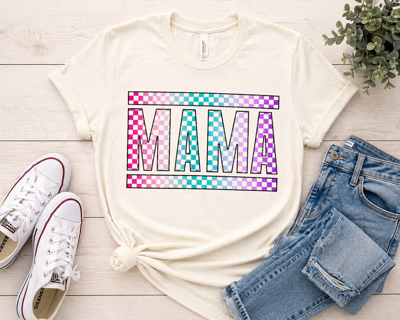 Colorful Mama Shirt | Trendy Checkered Mama Tee | Retro Mama Graphic Tee | Aesthetic Mom Shirt | Cool Mom Outfit | Gift for Mom