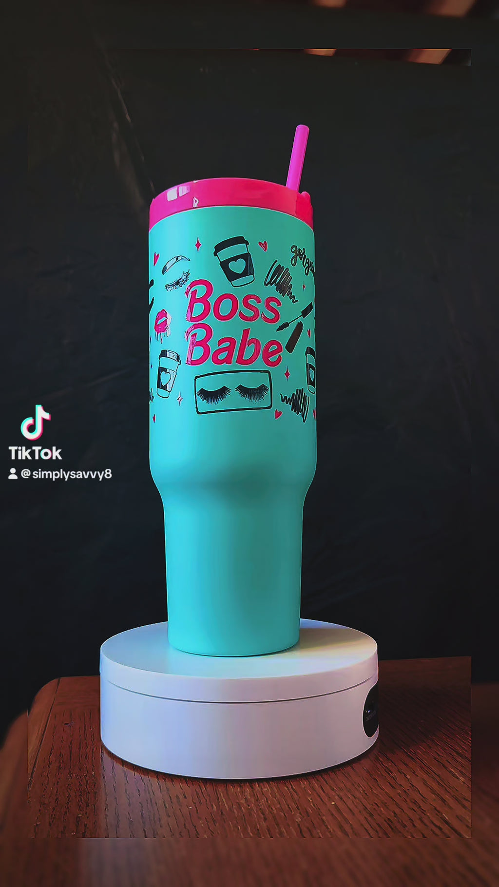 Boss Babe 40oz Tumbler – Hot Pink & Teal Glam Coffee Cup with Straw | Cute Motivational Travel Mug | Simply Savvy Exclusive